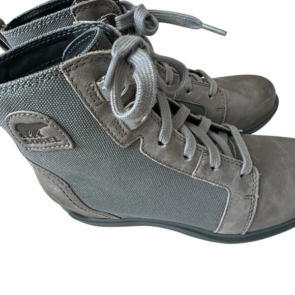 Sorel Boots Evie II Gray Wedge Lug Sole Gorpcore New Size 7 Lace Up Fall Winter - Picture 5 of 10